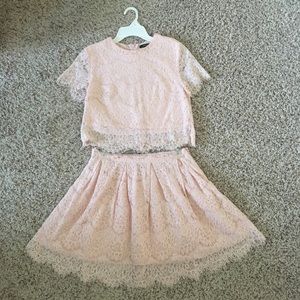 Two Piece, Millennial Pink, Crop Top & Skirt